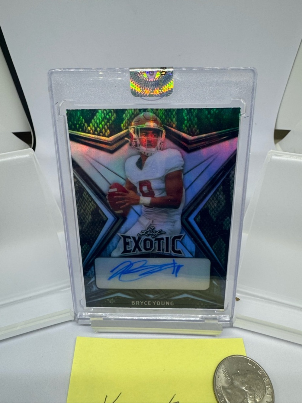 Leaf Exotic Bryce Young Autograph Trading Card - Green Holographic